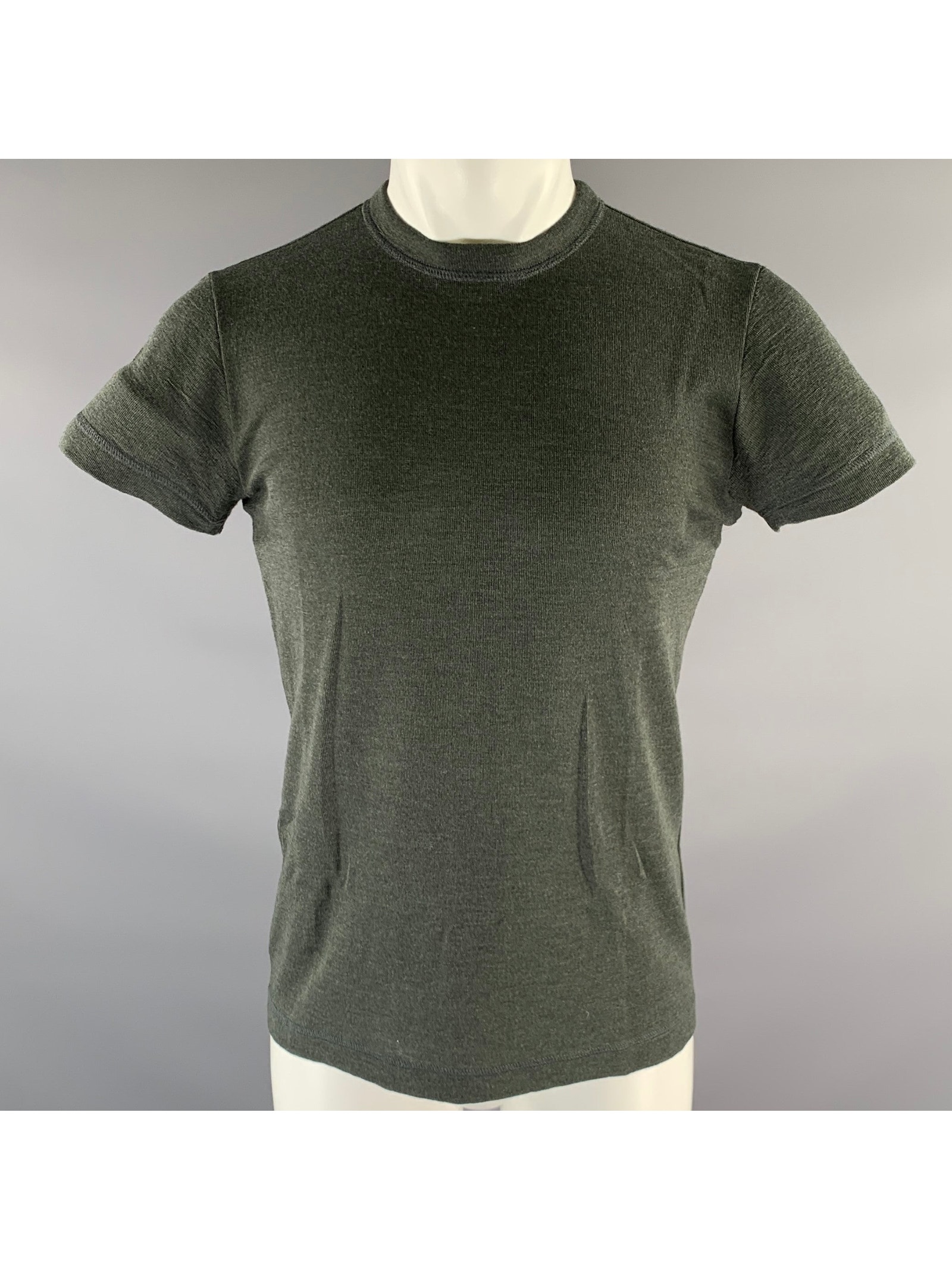 Daniel Cleary Size M Green Charcoal Knit Wool T-Shirt